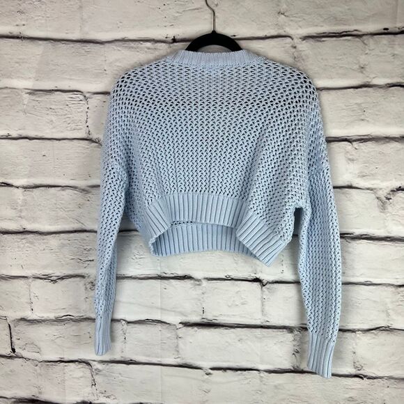 Offline by Aerie Women's V-Neck Open-Knit Sweater Blue Size S - Picture 5 of 6